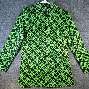 SKIRTIN AROUND Women's Jacket Blazer Geometric Print Green Black Size 10
